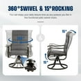 thumbnail image 6 of Techmilly Patio Swivel Chair (Set of 2), High Back Padded All Weather Breathable Textile Fabric Outdoor Swivel Chair with Metal Rocker for Lawn, Garden, Backyard Patio, Gray and White, 6 of 11