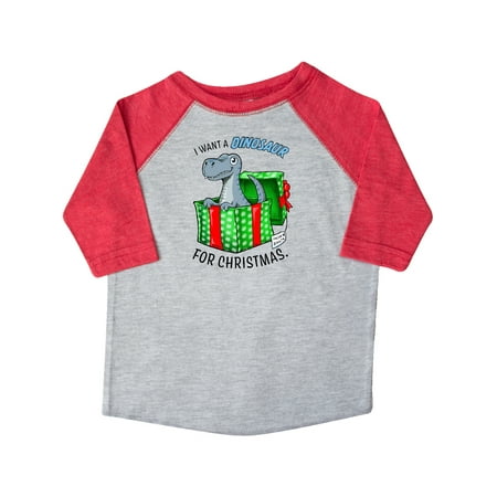 

Inktastic I Want a Dinosaur for Christmas in Green and Red Gift Box Gift Toddler Boy or Toddler Girl T-Shirt