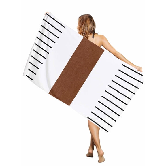 Beach Towel Boho Style Bath Pool Towels Brown Stripe Lines Bohemian Absorbent Beach Towel Soft Large Quick Dry Lightweight Camping Travel Sports Yoga Gym Swim Towels for Adult 30x60 Inch