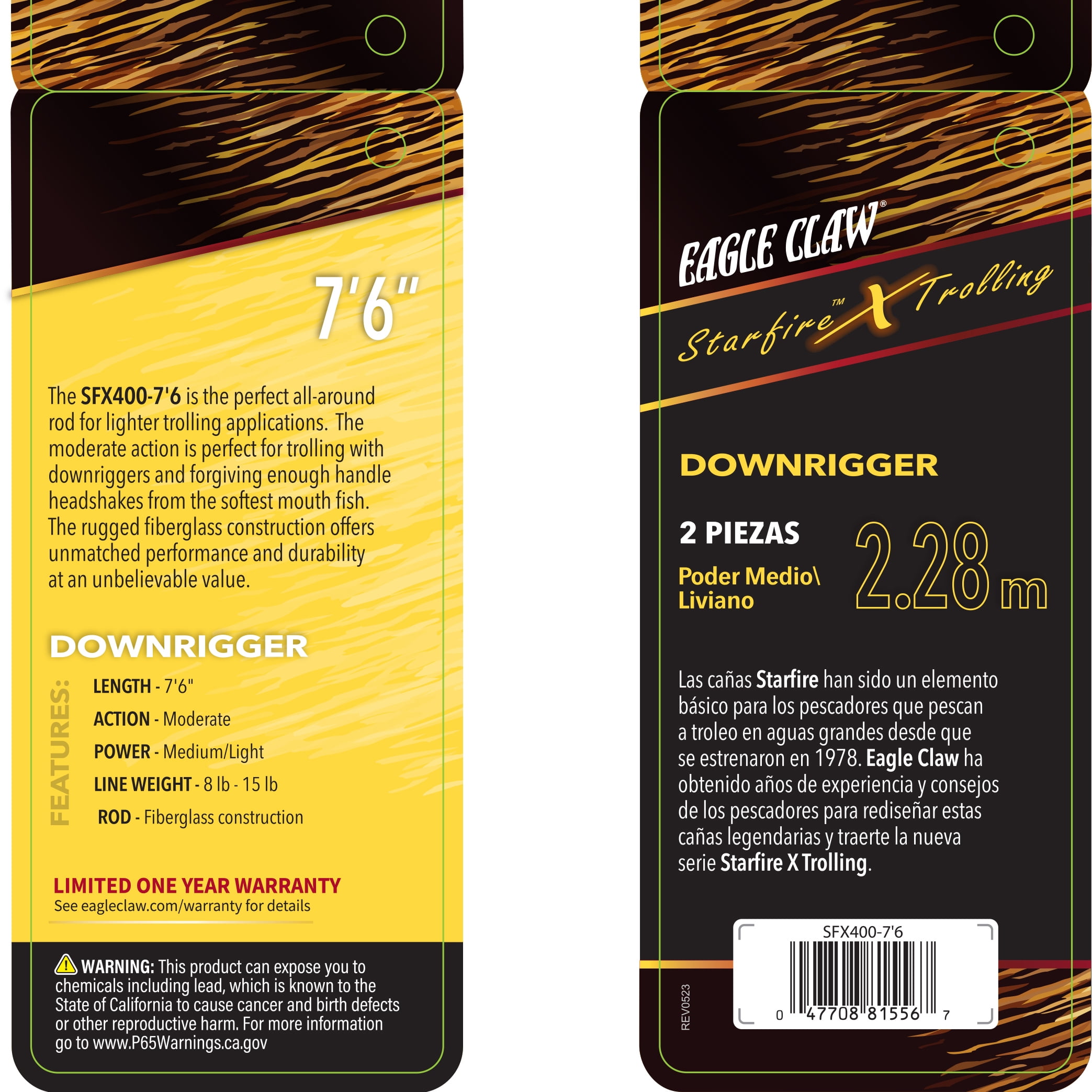 Eagle Claw Starfire X Medium Light Downrigger Rod 7'6"