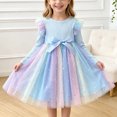 thumbnail image 3 of RFQWOVSR Girls Long Sleeve Gradient Mesh Princess Dress Fall Birthday Gown 5-6 Years, 3 of 7