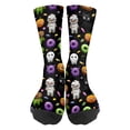 thumbnail image 3 of Halloween Lantern Pumpkin Print Socks, All Over Pumpkin Print Mid Calf Socks, Classic Novelty Socks for Halloween Celebration and Daily Outfit Light Purple, 3 of 7