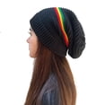 thumbnail image 4 of Jiibva Fashion Rasta Beanie Hat Winter Hats Ribbed Knitted Hat Peaked Cap Single Ring Ribbed Knit for Woman, 4 of 7