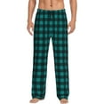 thumbnail image 1 of Balery Teal On Black Plaid Pantalones de pijama para hombre, pijama ultraligero, pantalón de descanso-Large, 1 of 6