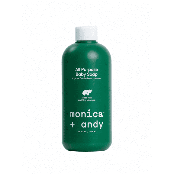 Monica Andy Fragrance Free All Purpose Baby Soap, Castile-Based Cleanser for Sensitive Infant Skin, Home & Hands, 16 fl oz