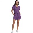 thumbnail image 3 of Conjuntos Cortos de Chándal de Verano con Media Cremallera para Mujer Uva Morada L, 3 of 9