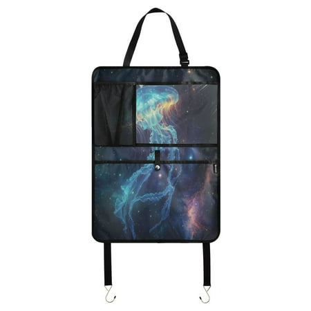 Qxltty Space Jellyfish Car Seat Back Protectors 2 pack with 3 Pocket Storage Bag Universal Fit Automotive Interior Decoration