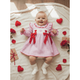 thumbnail image 4 of Jxzom Toddler Baby Girl Valentines Day Outfit Heart Embroidery Ruffled Collar Long Sleeve Plaid Smocked Dress 6 12 18 24 Months 2T 3T 4T Girls Valentines Clothes, 4 of 9