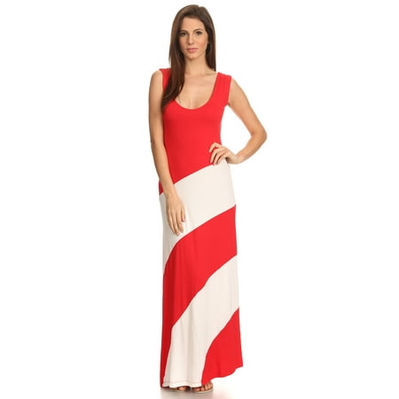 Women's Striped Sleeveless Maxi Summer Dress