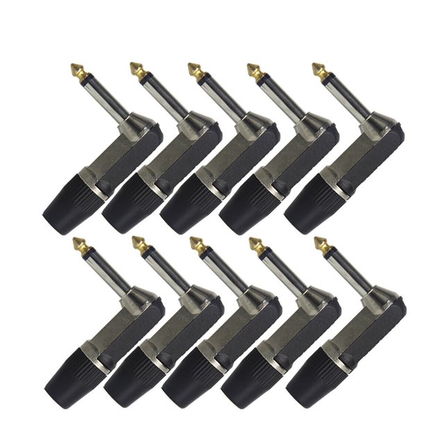 10* 1/4 in 6.35mm Jack Plugs Guitar Cable End Connectors Right Angle