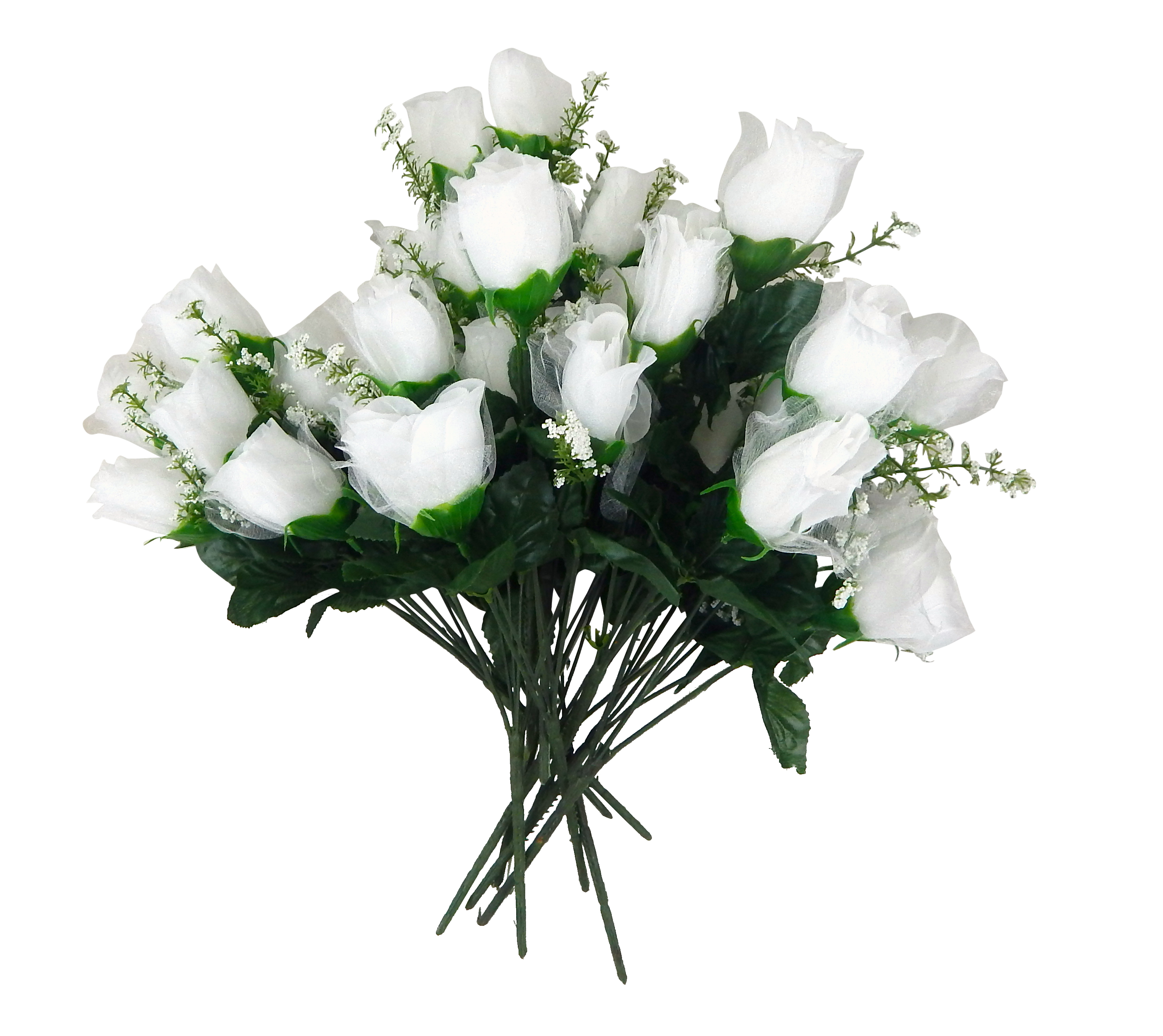 Fairy Rose Bud Bushes 12 Pcs Artificial White Color Silk