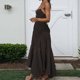 thumbnail image 4 of Vestido sólido asimétrico femenino Vestido sexy hasta el tobillo Vendaje Cuello en V Ropa de playa FLhrweasw Nuevo, 4 of 7