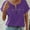Purple, variant on MORTTIC Women's V-Neck Zipper Top, Solid Color Short Sleeve Blouse for Office or Daily Wear, S