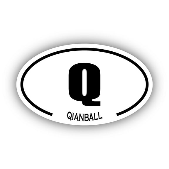 Qianball Q Oval Bumper Sticker 3M Vinyl Decal 3 in x 5 in