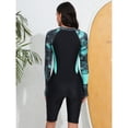 thumbnail image 2 of SWSMCLT Women's High Neck Swimsuit Mid Thigh One Piece Swimsuit Long Sleeve Rash Guard Crew Neck Boyshort Raglan Sleeve Boyshorts Green 12, 2 of 5