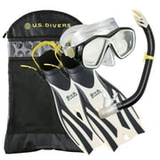 U.S. Divers Playa Adult Snorkeling Set - Mask, Fins, Snorkel, and Gear Bag Included - Large/X-Large (Sand-Black)