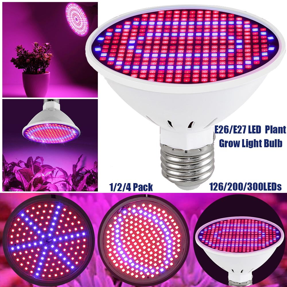 E27 200LEDs LED Grow Light Full Spectrum Lamp For Hydroponics Plant Veg Flower 
