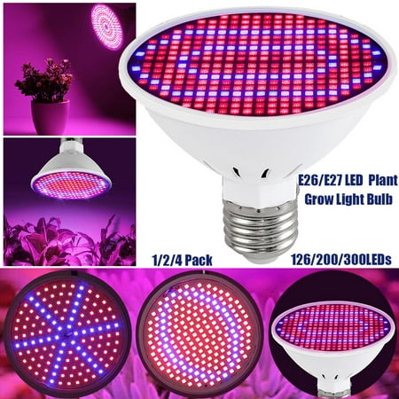 

Rosnek E27/E26 Energy Saving Red Blue LED Grow Light Bulbs 126/200/300LEDs Indoor Plant Growing Growth Lamp For Hydroponics Greenhouse Organic Soil Flower Seeds Vegetable Plant 1/2/4Pack