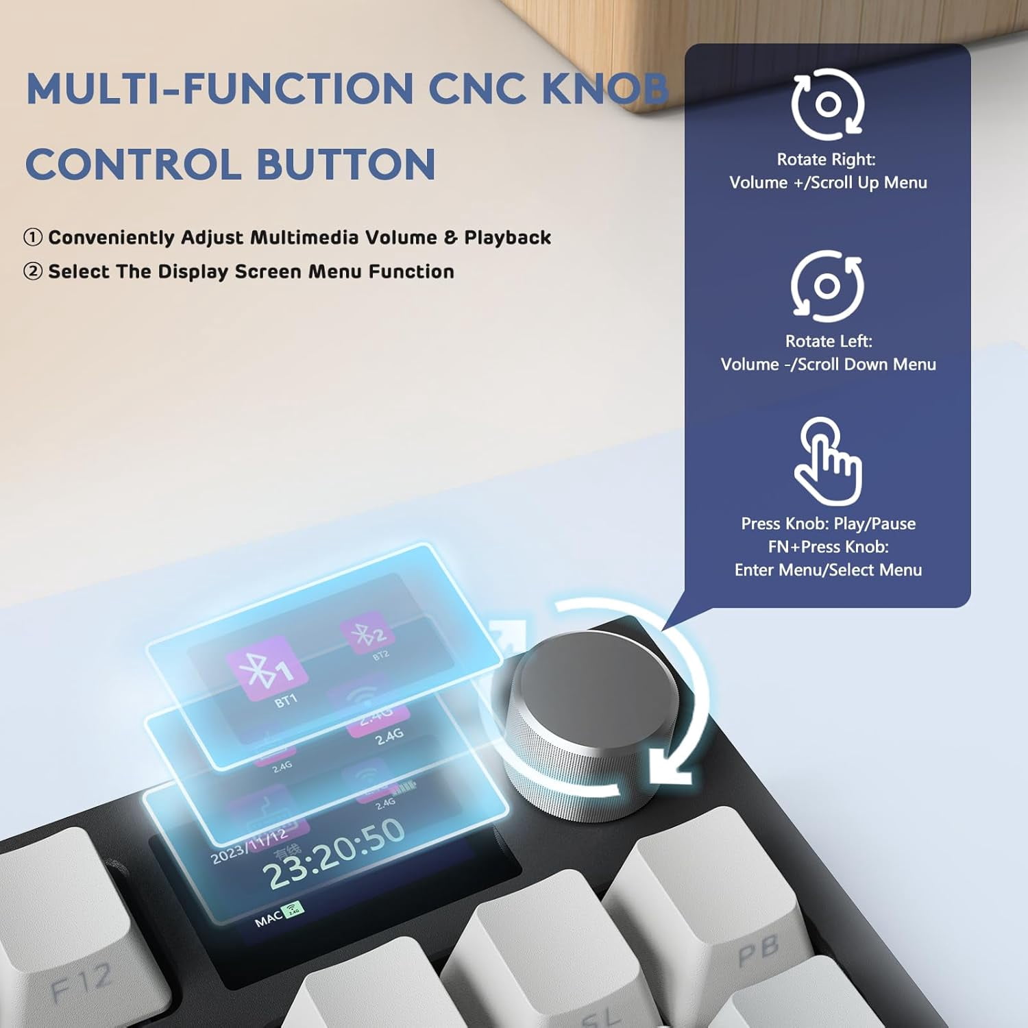 ATTACK SHARK K86 RGB 75% Wireless Gasket Mechanical Keyboard,82 Keys Hot Swappable,4000mAH Battery/CNC Knob & 1.2''HD OLED Digital Display,Custom Linear Switches& Detachable Coiled Cable