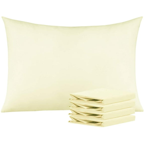 Queen Pillowcases Set of 4, 100% Brushed Microfiber, Soft and Cozy, Wrinkle, Fade, Stain Resistant with Envelope Closure, 20"x 30", Ivory