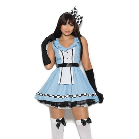 Storybook Alice - 4 pc costume includes dress, head piece, apron and gloves - Color - Light Blue/White - Size - S