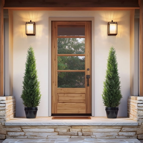 DR.Planzen Artificial Cedar Tree 5 FT Artificial Cedar Topiary Trees for Outdoors Potted Fake Cypress Trees Faux Evergreen Plants for Home Porch Decor set of 2