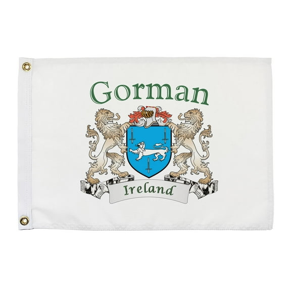 Gorman Irish Coat of Arms Small White Flag - 16"x10.5" inches