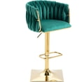 thumbnail image 6 of Tabaray Barstool Set of 2, Velvet Bar Stools with Back, Weave Upholstered Swivel Counter Stools for Kitchen Counter,Coffe Bar (Green), 6 of 18
