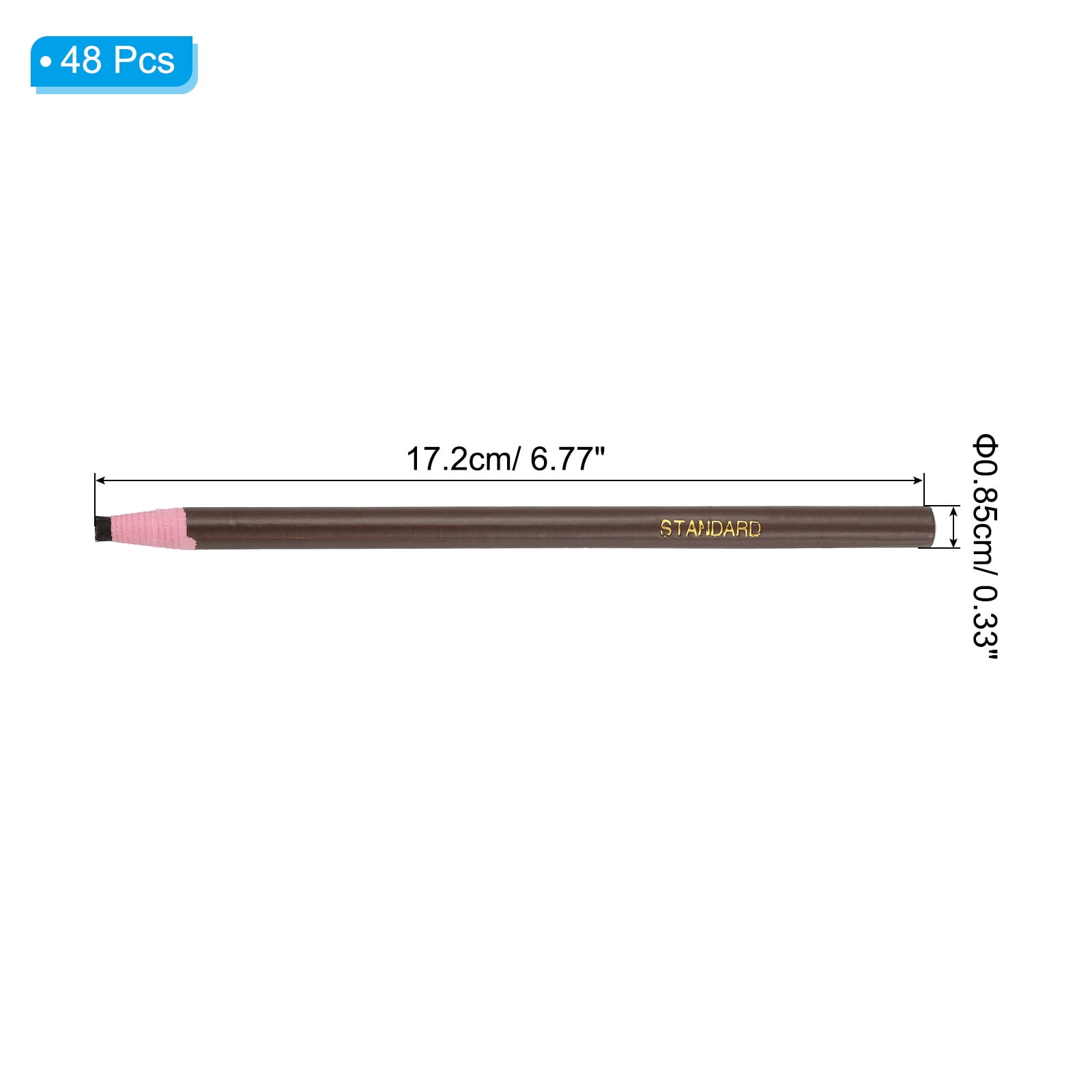 Uxcell Peel-Off China Markers, 48 Pack Grease Wax Pencils Wood for Glass Garments Drawing Film Paper Vinyl Metal, Brown