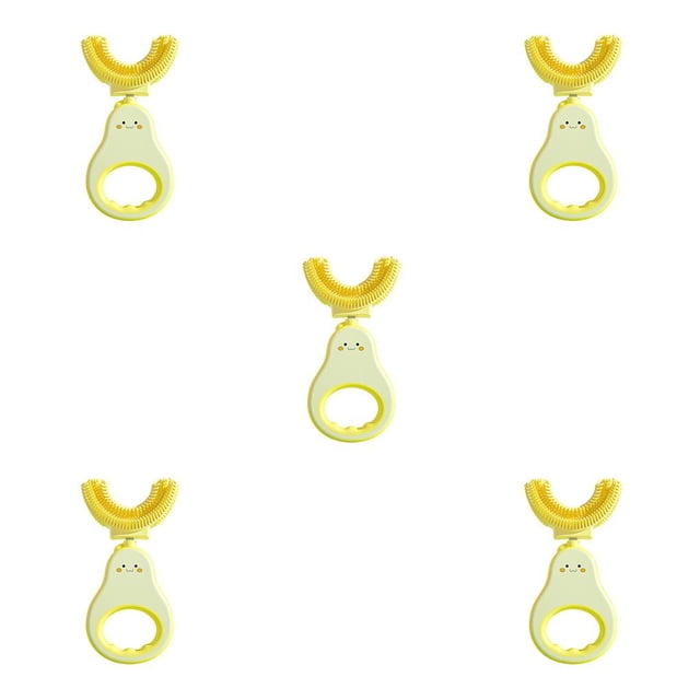 Soidarity Cepillos de de silicona en forma de U de 2 a 6 años, cepillos de limpieza de extraíbles, suministro de salud para el cuidado de la color paja 5Conjunto