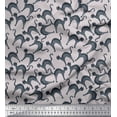 thumbnail image 1 of Soimoi Gray polyester Crepe Fabric Cat Animal Print Fabric by the Yard 42 Inch Wide, 1 of 3