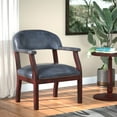thumbnail image 2 of Boss Office Products Mahogany Captain's Guest Chair, Blue, 2 of 7