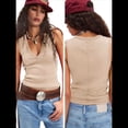 thumbnail image 3 of Camisetas Sin Mangas Acanaladas para Mujer, Camisetas de Verano Ajustadas con Cuello en V, Camisetas Casuales Básicas de Punto Sin Mangas Albaricoque XL, 3 of 7