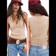 thumbnail image 3 of Camisetas Sin Mangas Acanaladas para Mujer, Camisetas de Verano Ajustadas con Cuello en V, Camisetas Casuales Básicas de Punto Sin Mangas Albaricoque M, 3 of 7