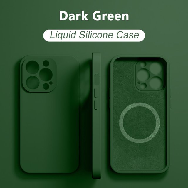 Funda de silicona líquida Original para iPhone 14 12 11 13 Pro Max Mini XS XR X 8 Plus SE para fundas magnéticas de carga inalámbrica Magsafe Dengxun unisex