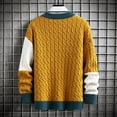 thumbnail image 5 of Xcmzpl Men's Oversized Sweaters Big and Tall Cable Knit Pullover Sweaters Crew Neck Long Sleeve Color Block Sweaters for Fall WInter, 5 of 10