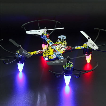 4 Channel RC Drone Mini Headless Mode Helicopter 2.4G 6-Axis Real-time Transmission Gyro Helicopter Color:Graffiti color WIFI
