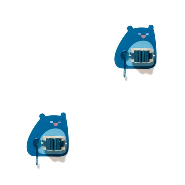 Wosthever Soporte organizador de fregona Colgador de pared Estante Perforación extraíble Colgando Plástico Balcón Escoba Cepillo Gancho Azul Azul oscuro 2piezas