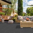 thumbnail image 2 of Pack of 9 Interlocking Deck Tiles, Plastic Patio Deck Tile 12"x12" Waterproof Indoor Outdoor Flooring All Weather Use, Decking Tiles for Porch Poolside Balcony Backyard, Dark Grey, 2 of 8