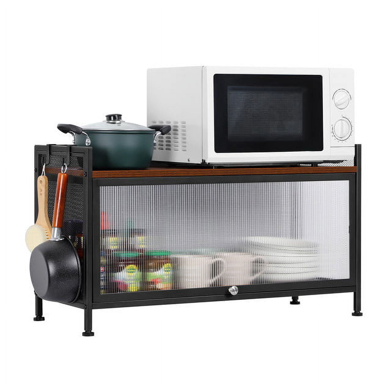 2-Tier Metal Black 31.5" Microwave Rack Storage Cabinet