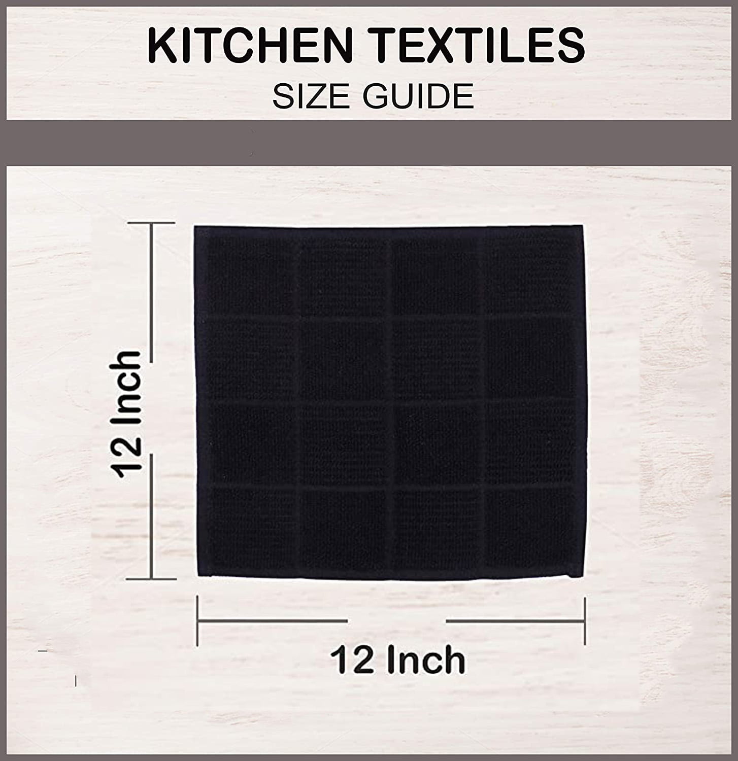 Dishcloths for Kitchen Cotton Terry Dish Cloths 12 Pack Soft and Absorbent  Cleaning Dish Rag 12” X 12” Small Dish Towels (Black & White)