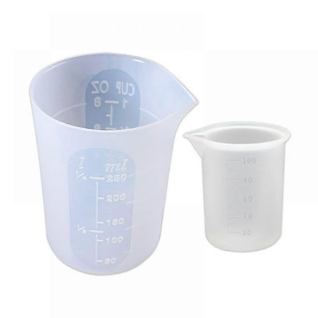 Diy Kitchen Measuring Cup 2-piece Set, 100ml+250ml Crystal Gel Drop Silica Gel Measuring Cup Set, Liquid And Dry Measuring Cup
