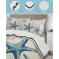 thumbnail image 3 of Quilts Queen Size Bedding Set, Teal Starfish Coastal Reversible Summer Quilt 3 Pieces, Vintage Summer Beach Nautical Lightweight Bedspreads Coverlets with 2 Pillow Shams for All Seasons, 3 of 5