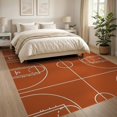 thumbnail image 3 of ODIKA 8'x10' Washable Area Rug Motif Blanket Football Center Hoop Striped Round Basketball Bold Playful for Dining Room, Large Office, Lounge, Non-Slip Chair-Friendly Mat, 3 of 7