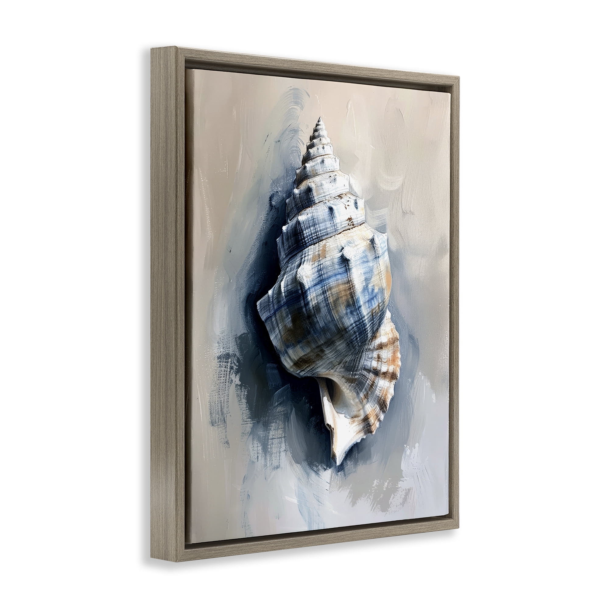 Stupell Industries Classic Ocean Shell Animals Painting Brown Floater Framed Canvas Art Print Wall Art, 17 x 21