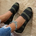 thumbnail image 2 of Wensltd Women Solid Color Stripe Knit Flat Shoes Breathable Lightweight Comfy Walking Shoes for Casual Daily Wear, 2 of 9