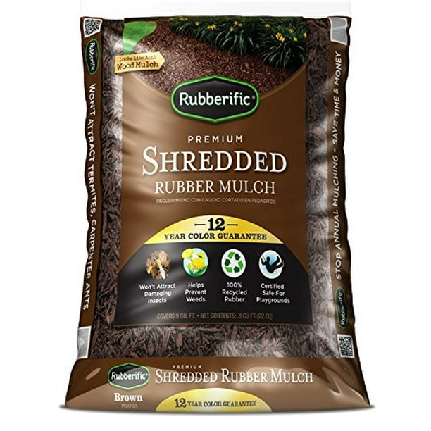 Rubberific 0 8 Cu Ft Dark Brown Shredded Rubber Mulch Playground Certified Walmart Com Walmart Com