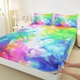 thumbnail image 3 of Manfei Dreamy Watercolor Twin Sheet Sets for Teens, Oil Printing Twin Fitted Sheet, Modern Abstract Art Flat Sheet, Super Cozy Room Decor, 3-Piece, 3 of 7