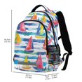 thumbnail image 2 of FORMRS Kids School Backpack Elementary Student Unisex Travel Bookbag with Reflective Stripes, Yellow Hand Drawn Sailboats, 2 of 7