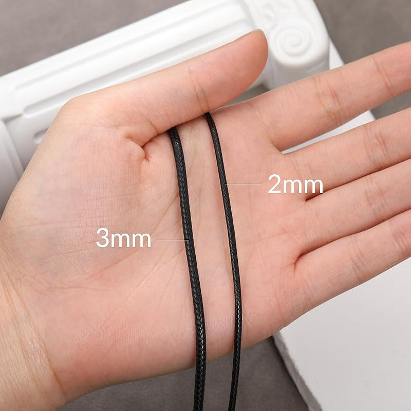 Leather Necklace Cord 2MM 3MM Leather Necklace for Men Women Leather Chain with Sterling Silver Clasp 18, 20, 22, 24, 26 Inches